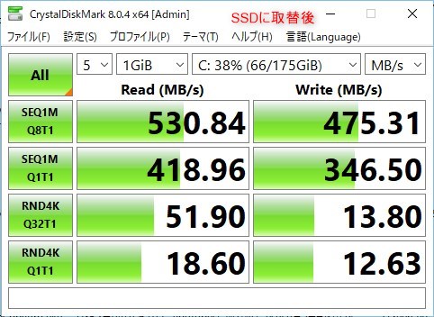 SSD取替後の状態