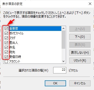 表示項目の設定