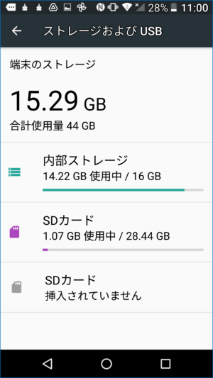 削除後の内部ストレージの使用状況（約88％）